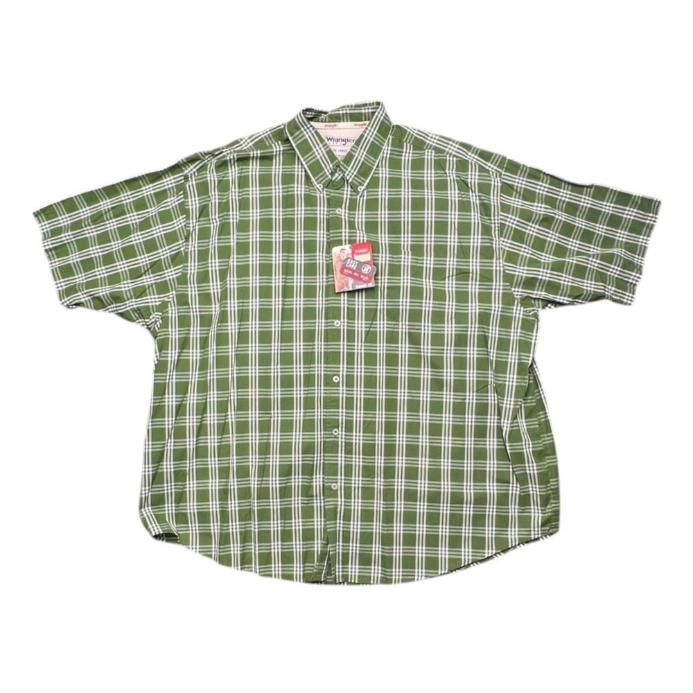 Wrangler‎ Hero Plaid Button Down Short Sleeve Shirt Green 3XL NWT
